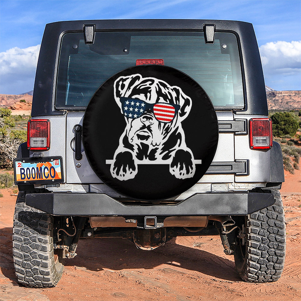 American US Flag Sunglass Bulldog Car Spare Tire Covers Gift For Campers Nearkii