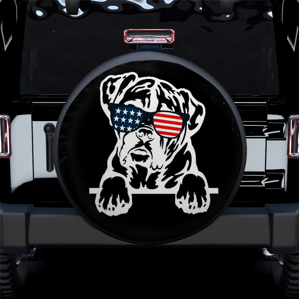 American US Flag Sunglass Bulldog Car Spare Tire Covers Gift For Campers Nearkii