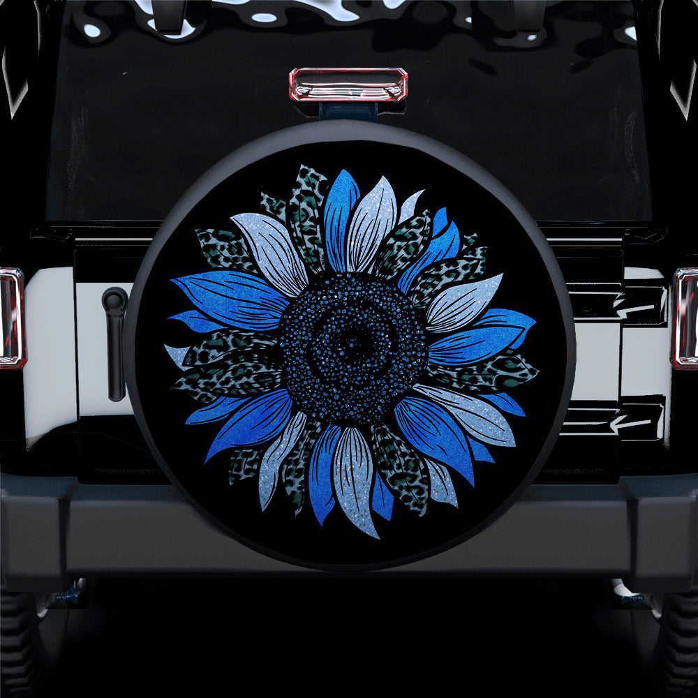 Blue Cheetah Sunflower Jeep Car Spare Tire Covers Gift For Campers Nearkii