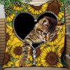 Cute Cat Sunflower Zipper Quilt Blanket Nearkii