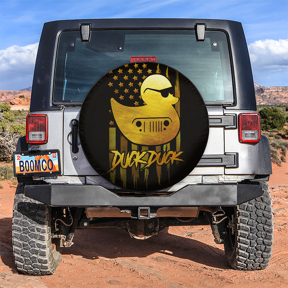 Duck Duck Sunglasses US Flag Funny Car Spare Tire Covers Gift For Campers Nearkii