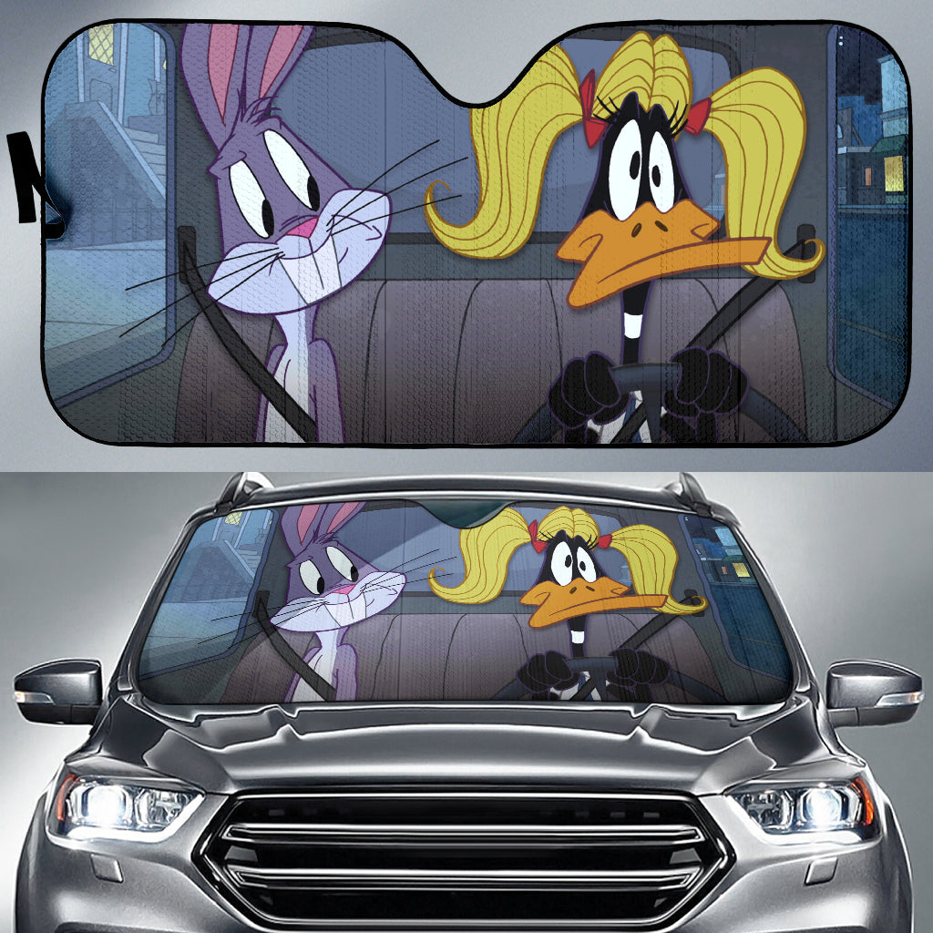 Looney Tunes Daffy Duck Bugs Bunny Driving Funny Car Auto Sunshades Nearkii