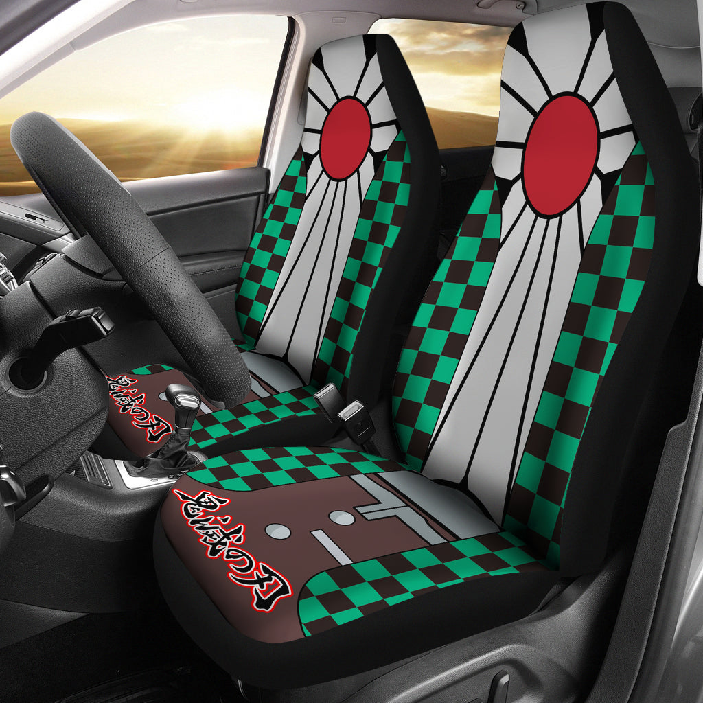Demon Slayer Tanjiro Kamado Pattern Premium Custom Car Seat Covers Decor Protectors Nearkii