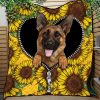 German Shepherd Sunflower Zipper Quilt Blanket Nearkii