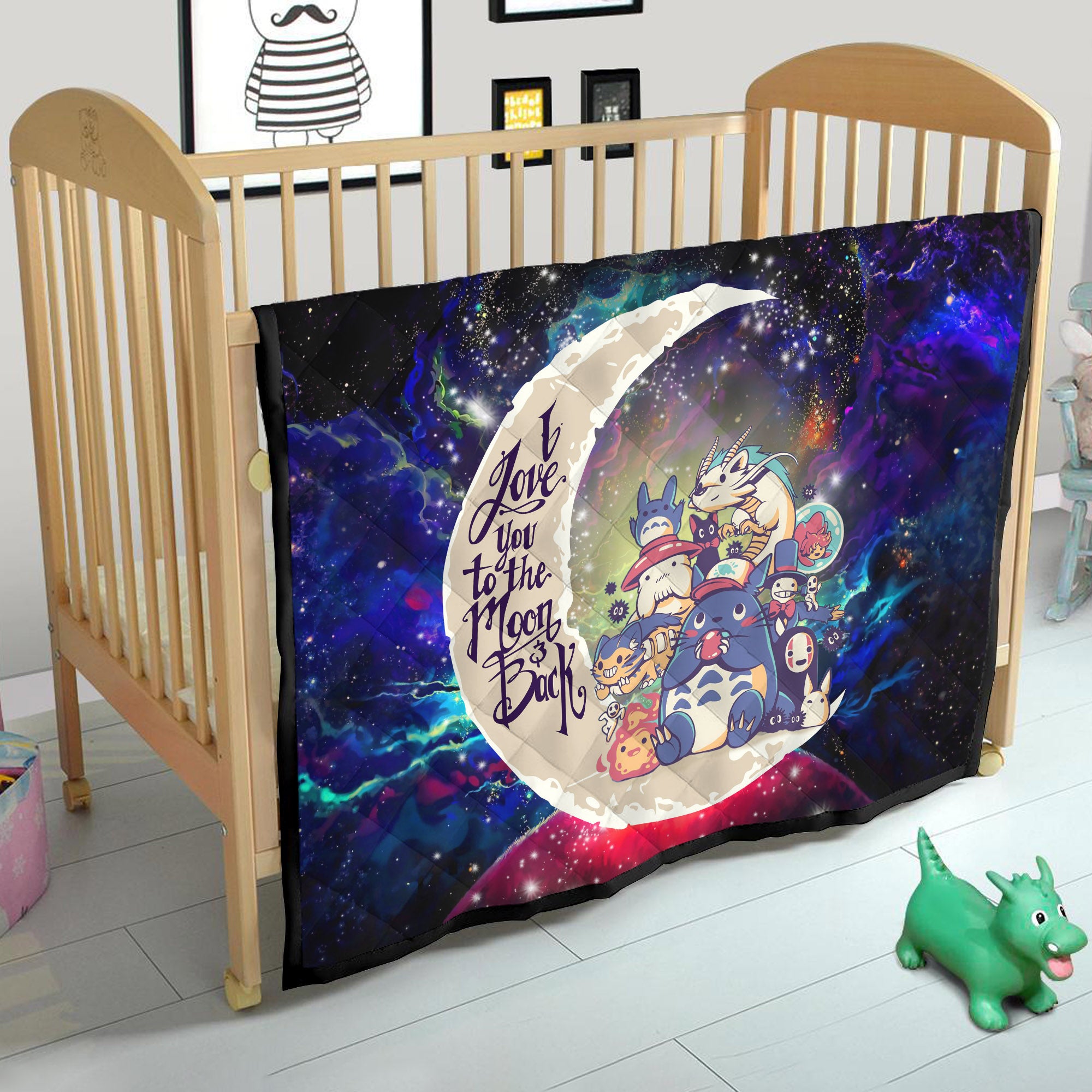 Ghibli Character Love You To The Moon Galaxy Quilt Blanket Nearkii