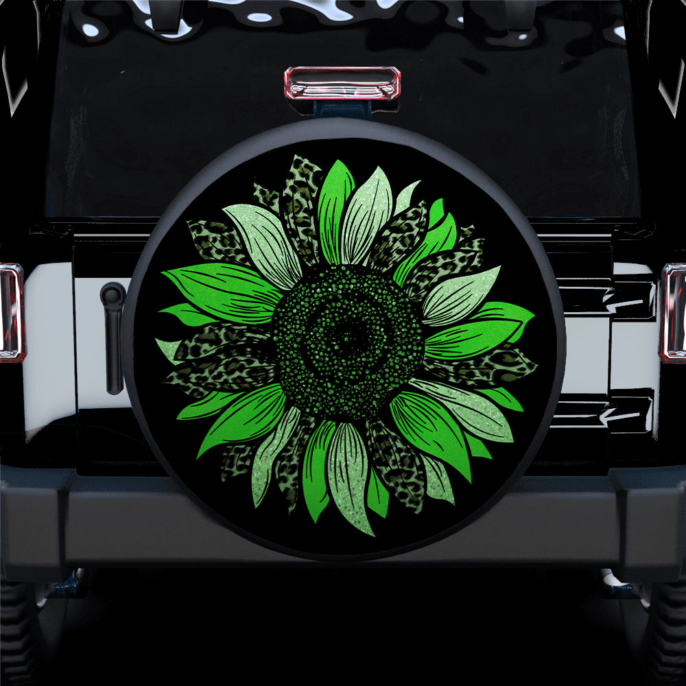 Green Cheetah Sunflower Jeep Car Spare Tire Covers Gift For Campers Nearkii