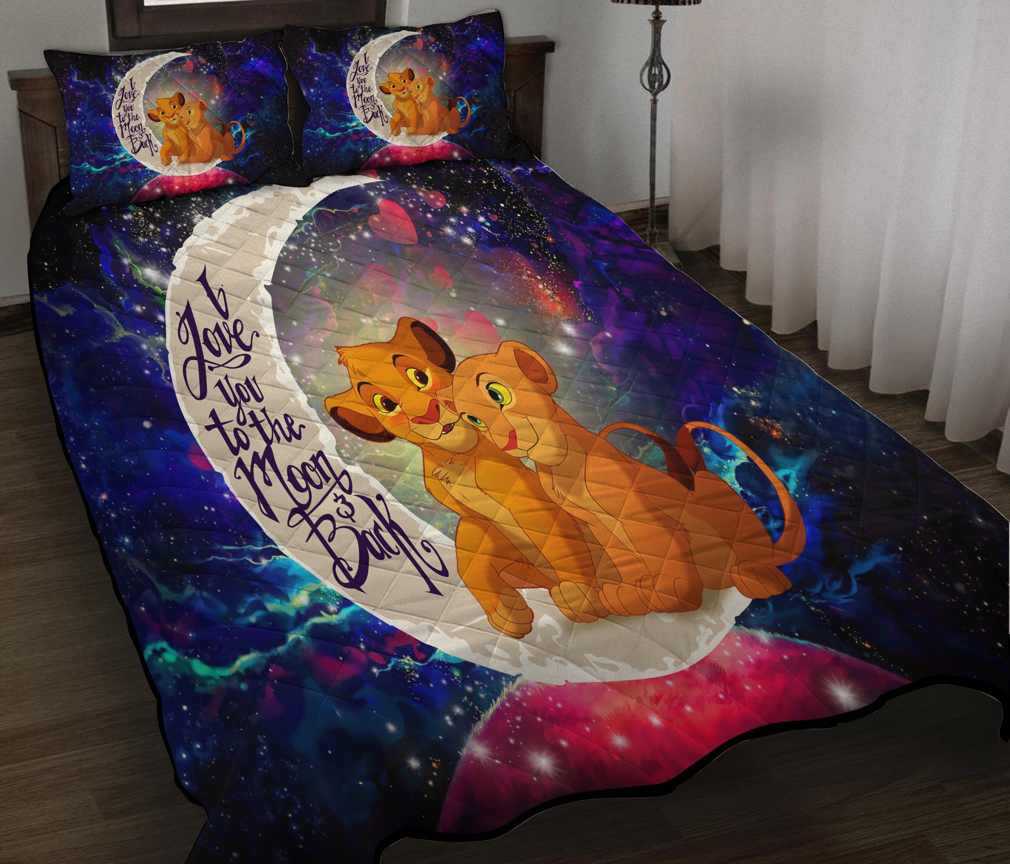 Lion King Simba Nala Love You To The Moon Galaxy Quilt Bed Sets Nearkii