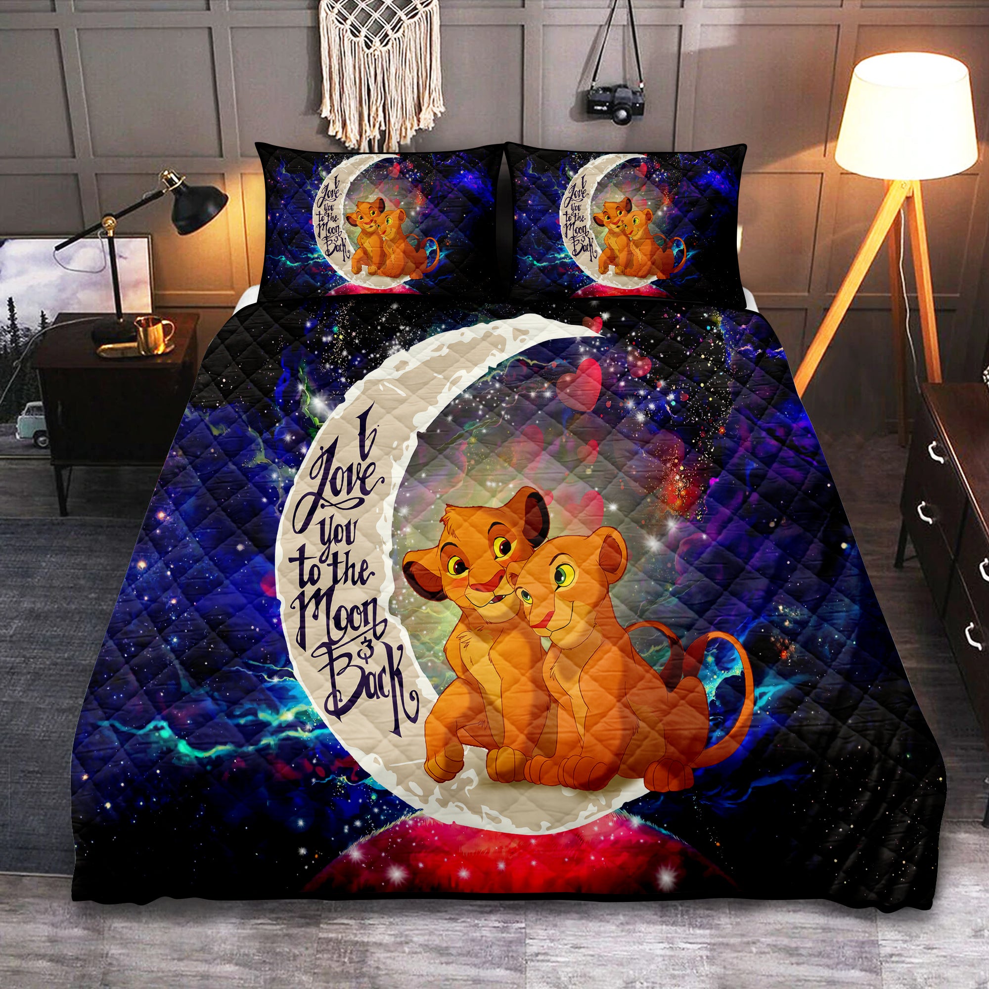 Lion King Simba Nala Love You To The Moon Galaxy Quilt Bed Sets Nearkii