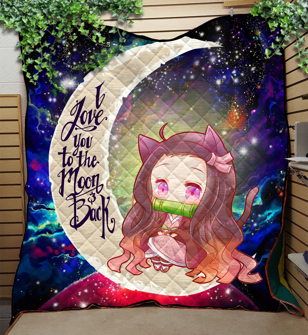 Nezuko Demon Slayer Love You To The Moon Galaxy Quilt Blanket Nearkii