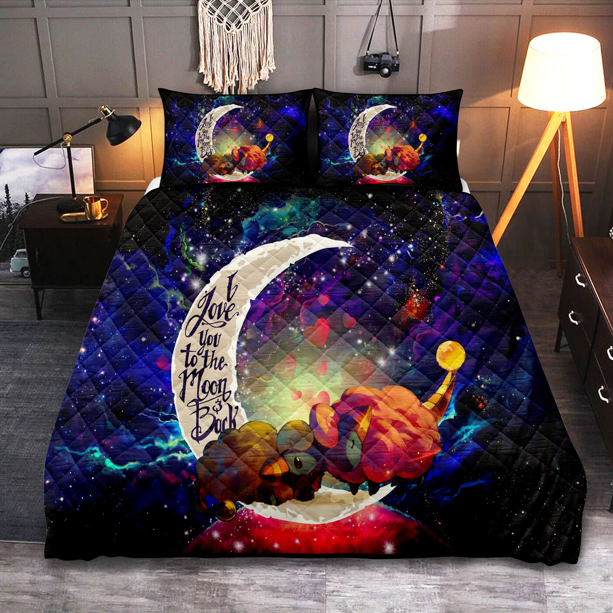 Mareep Pokemon Love You To The Moon Galaxy Quilt Bed Sets Nearkii
