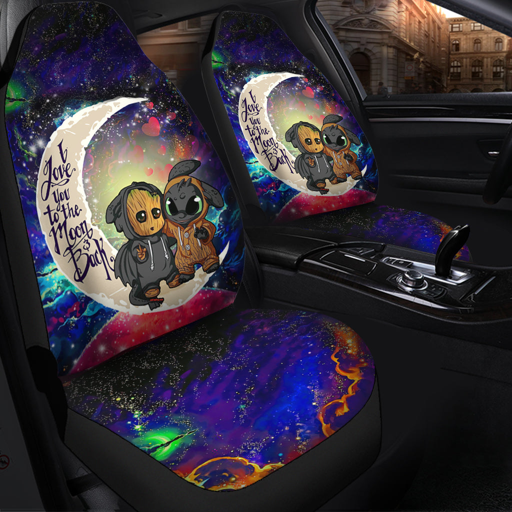Groot And Toothless Love You To The Moon Galaxy Premium Custom Car Seat Covers Decor Protectors Nearkii