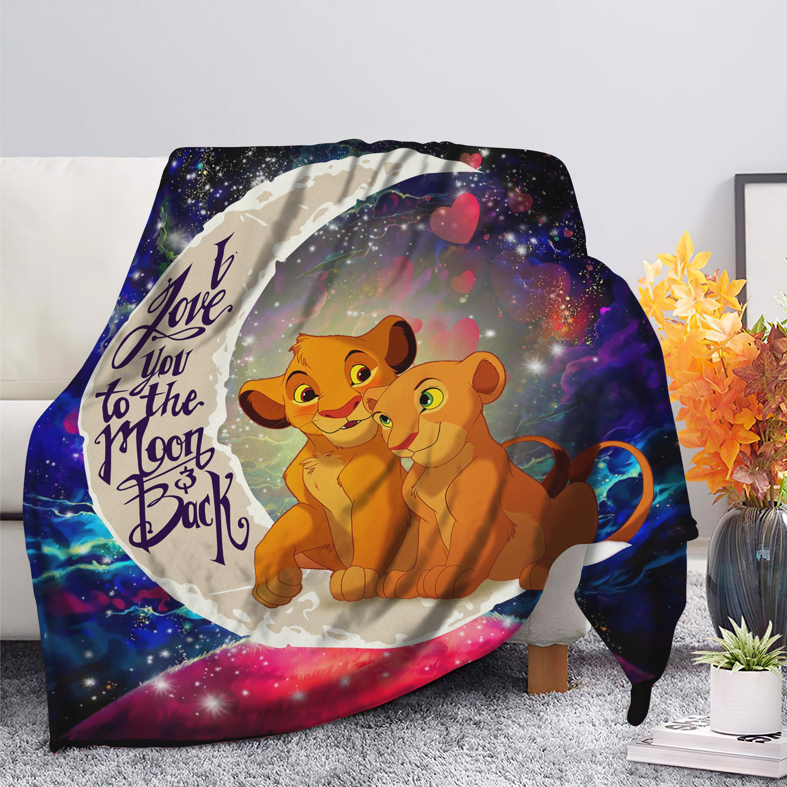 Lion King Simba Nala Love You To The Moon Galaxy Blanket