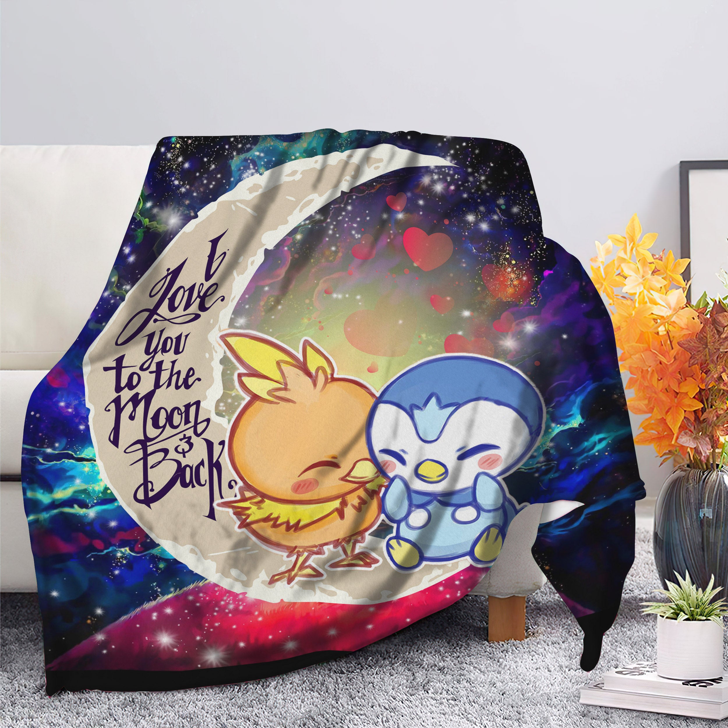 Pokemon Torchic Piplup Love You To The Moon Galaxy Blanket Nearkii