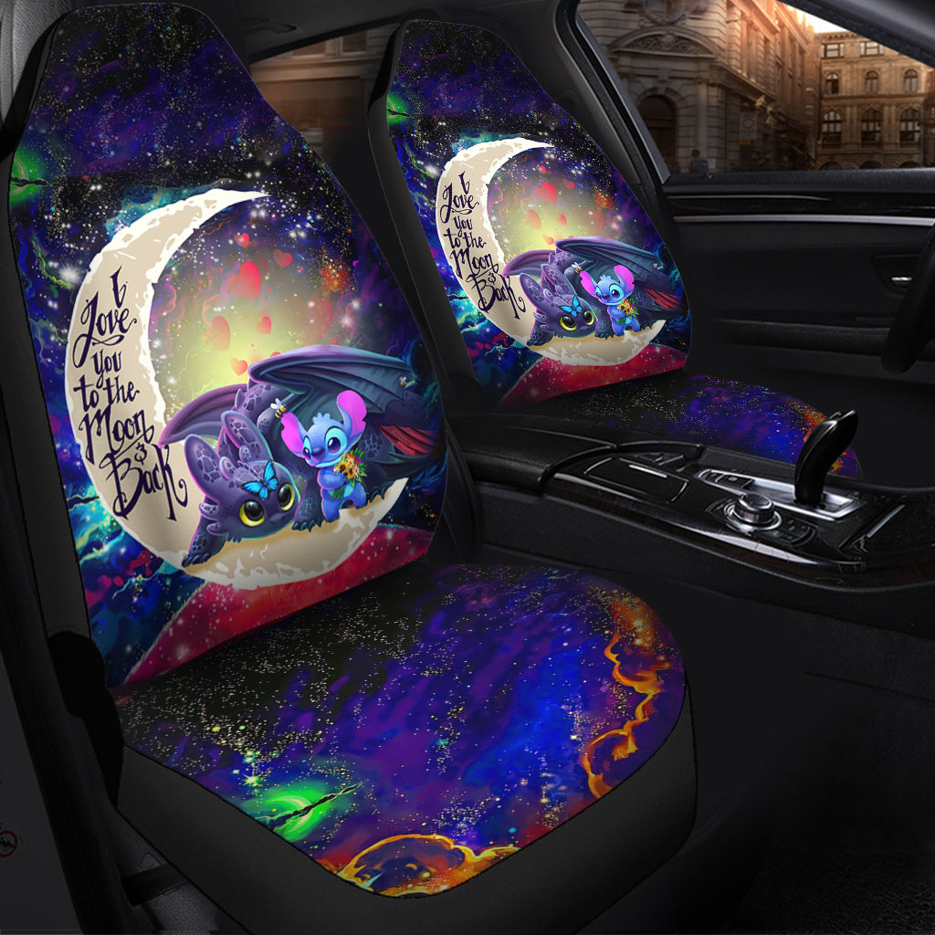 Stitch And Toothless Love You To The Moon Galaxy Premium Custom Car Seat Covers Decor Protectors Nearkii