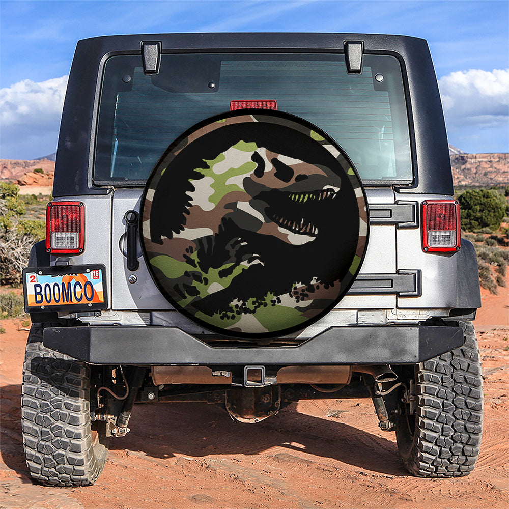 Jurassic Trex Dinosaur Camo Car Spare Tire Covers Gift For Campers Nearkii