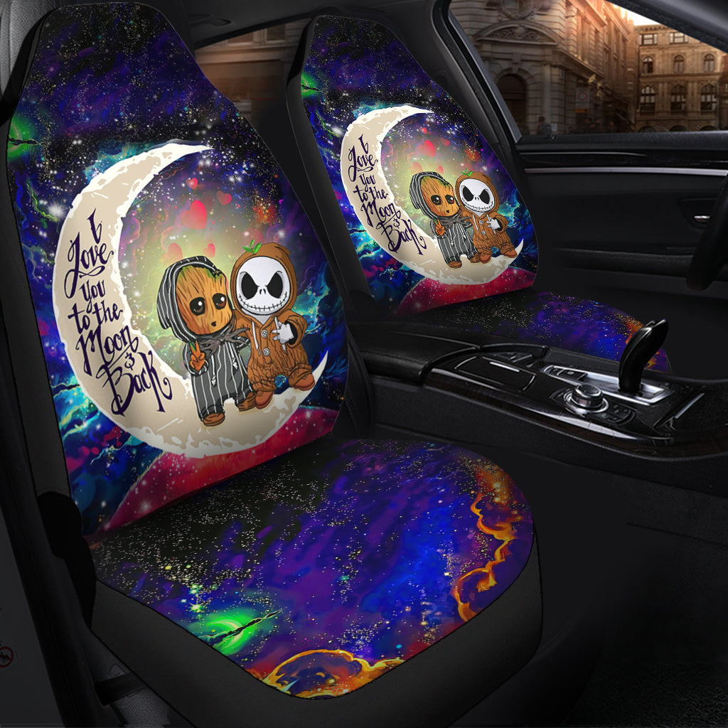 Cute Baby Groot And Jack Nightmare Before Christmas Love You To The Moon Galaxy Premium Custom Car Seat Covers Decor Protectors Nearkii