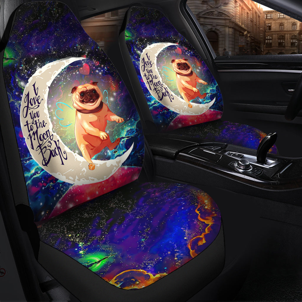 Cute Bull Dog Love You To The Moon Galaxy Premium Custom Car Seat Covers Decor Protectors Nearkii