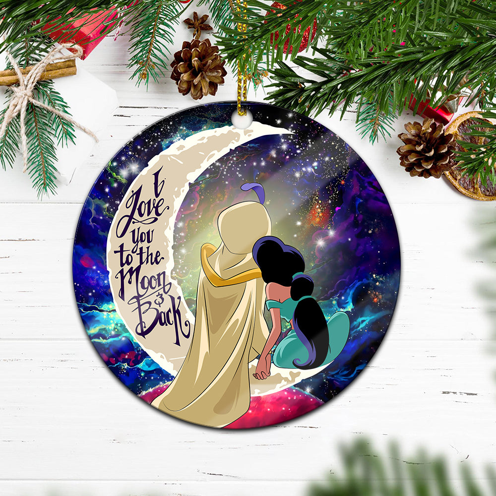 Aladin Couple Love You To The Moon Galaxy Mica Circle Ornament Perfect Gift For Holiday Nearkii
