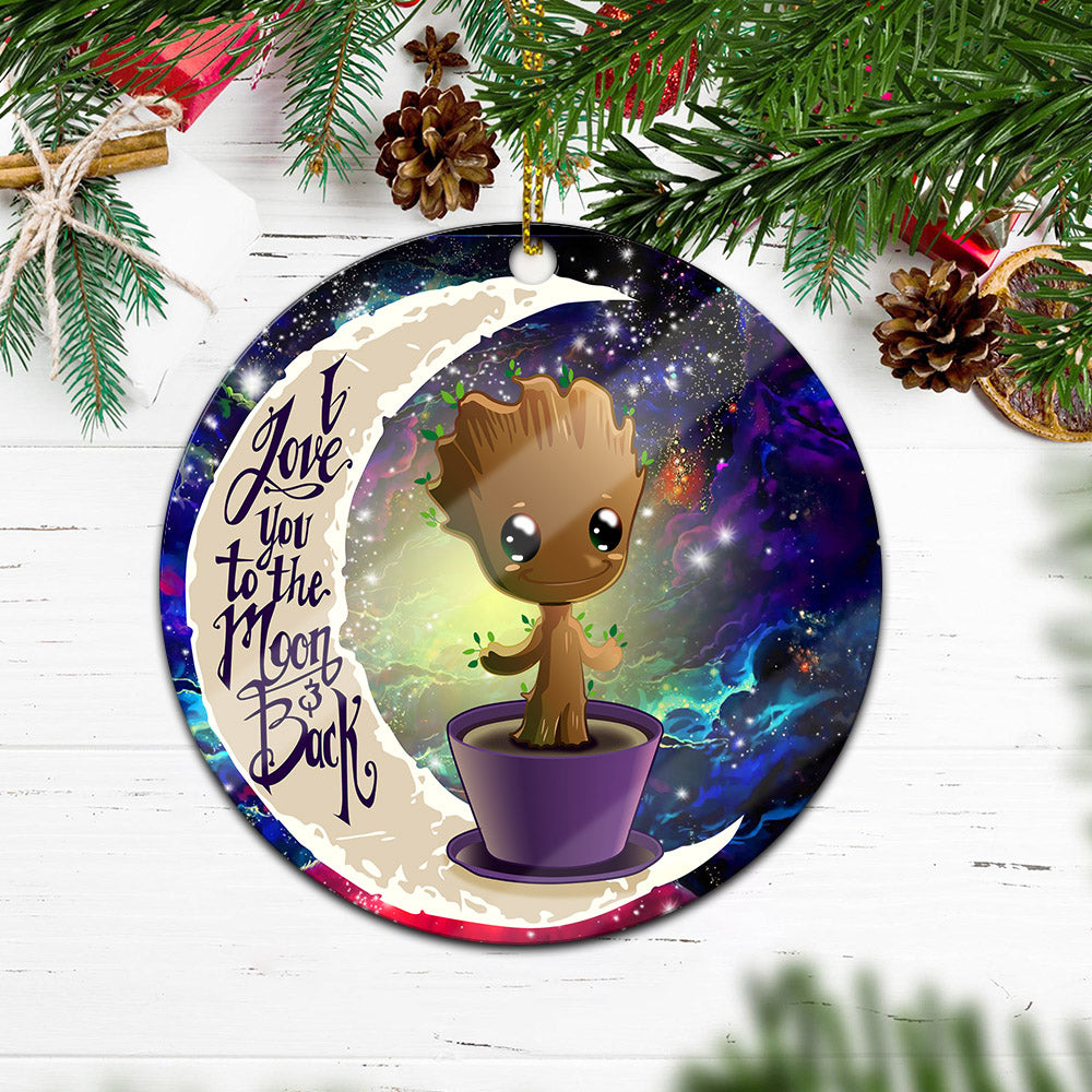 Baby Groot Love You To The Moon Galaxy Mica Circle Ornament Perfect Gift For Holiday Nearkii