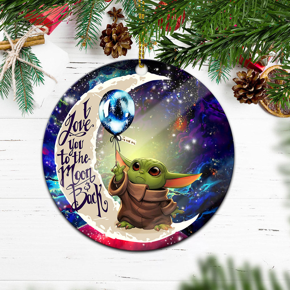 Baby Yoda Love You To The Moon Galaxy Mica Circle Ornament Perfect Gift For Holiday Nearkii
