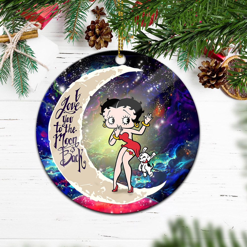 Betty Boop Love You To The Moon Galaxy Mica Circle Ornament Perfect Gift For Holiday Nearkii