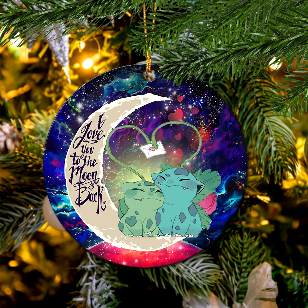 Bulbasaur Couple Pokemon Love You To The Moon Galaxy Mica Circle Ornament Perfect Gift For Holiday Nearkii