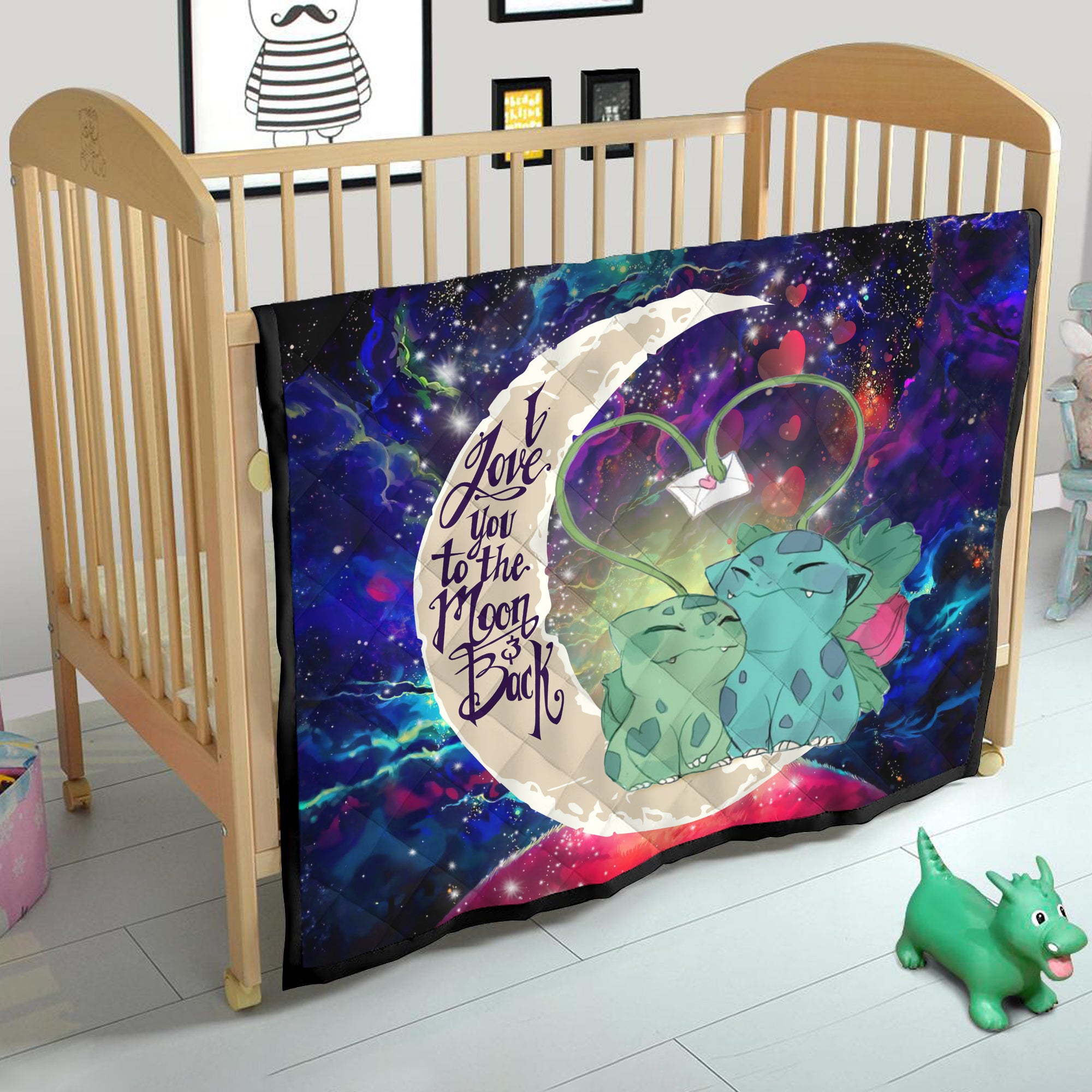 Bulbasaur Couple Pokemon Love You To The Moon Galaxy Quilt Blanket Nearkii