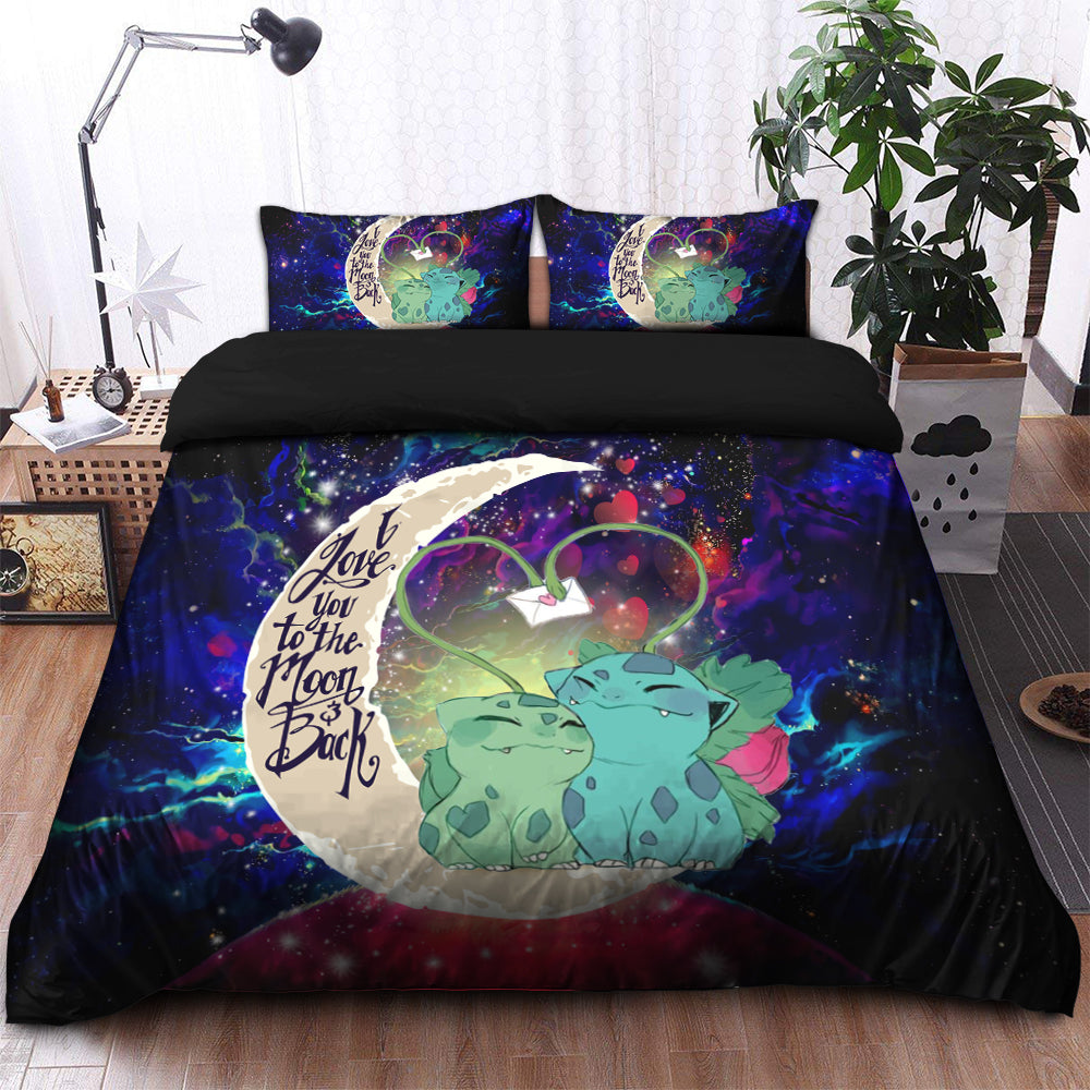 Bulbasaur Couple Pokemon Love You To The Moon Galaxy Bedding Set Duvet Cover And 2 Pillowcases Nearkii