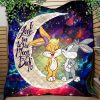 Bunny Couple Love You To The Moon Galaxy Quilt Blanket Nearkii