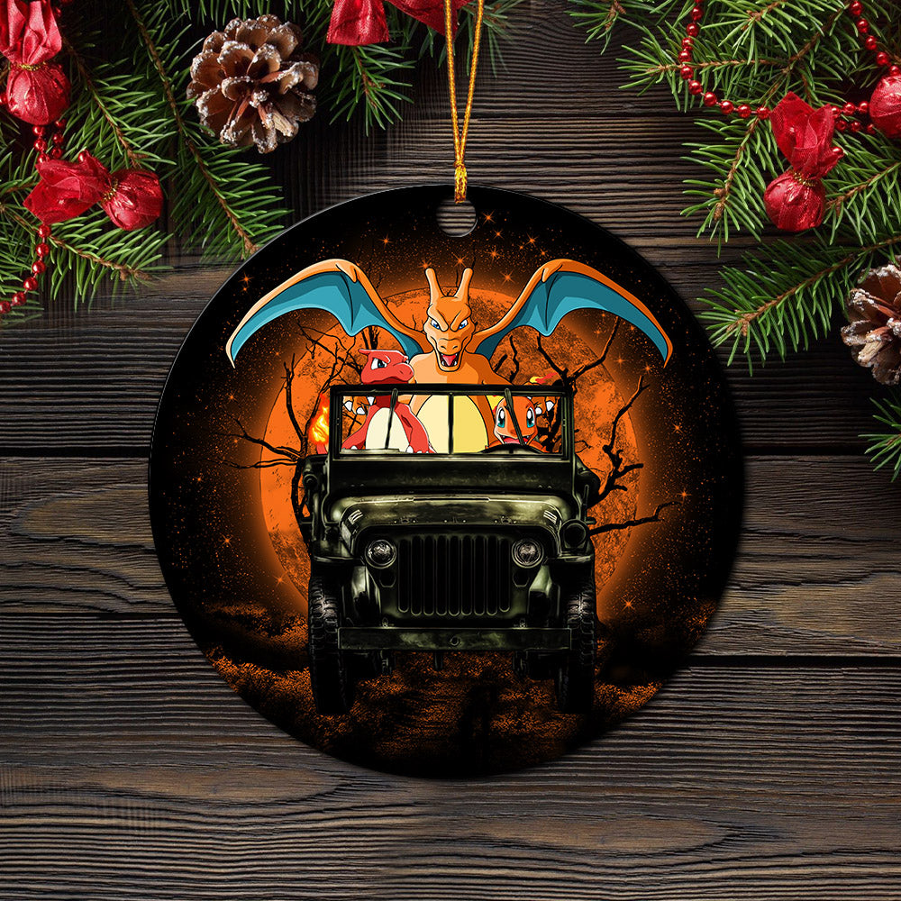 Charizard Charmender Drive Jeep Halloween Moonlight Mica Circle Ornament Perfect Gift For Holiday Nearkii