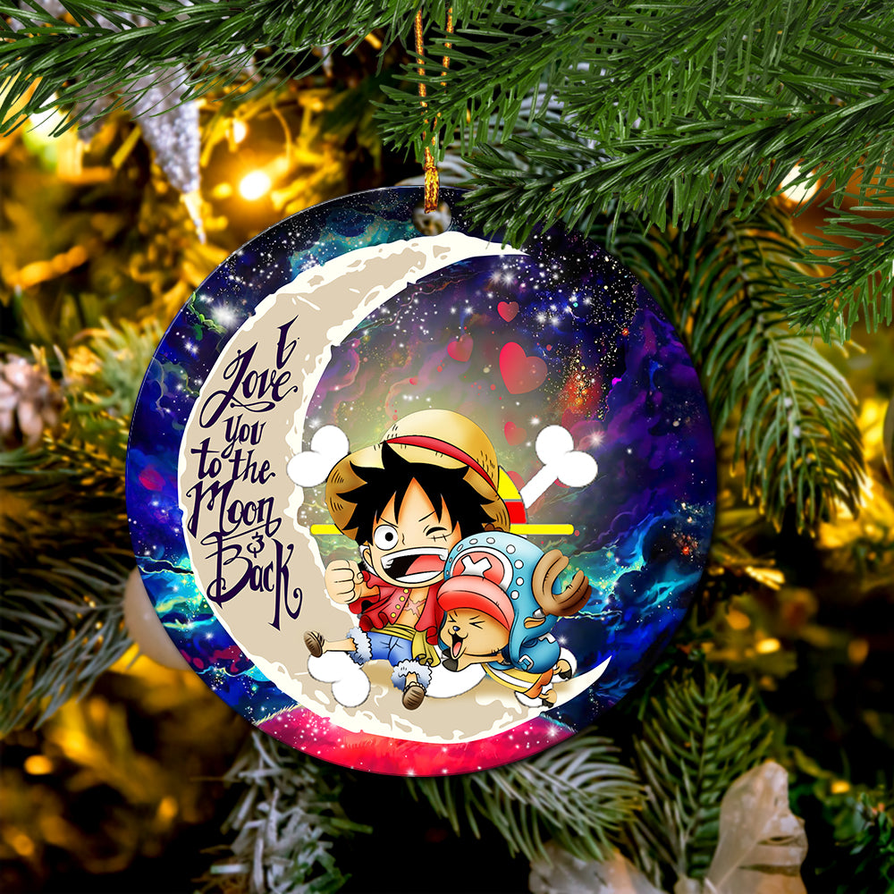 Chibi Luffy And Chopper One Piece Anime Love You To The Moon Galaxy Mica Circle Ornament Perfect Gift For Holiday Nearkii