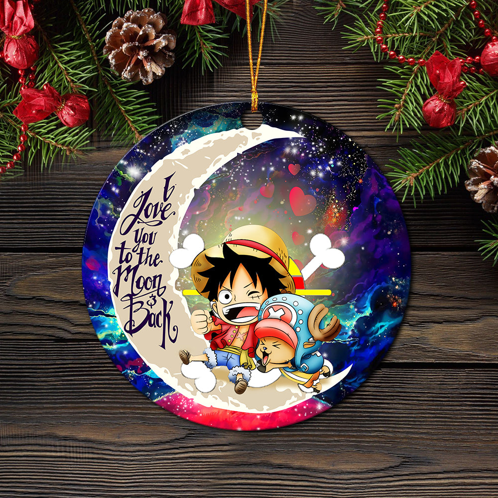 Chibi Luffy And Chopper One Piece Anime Love You To The Moon Galaxy Mica Circle Ornament Perfect Gift For Holiday Nearkii