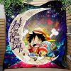 Chibi Luffy And Chopper One Piece Anime Love You To The Moon Galaxy Quilt Blanket Nearkii
