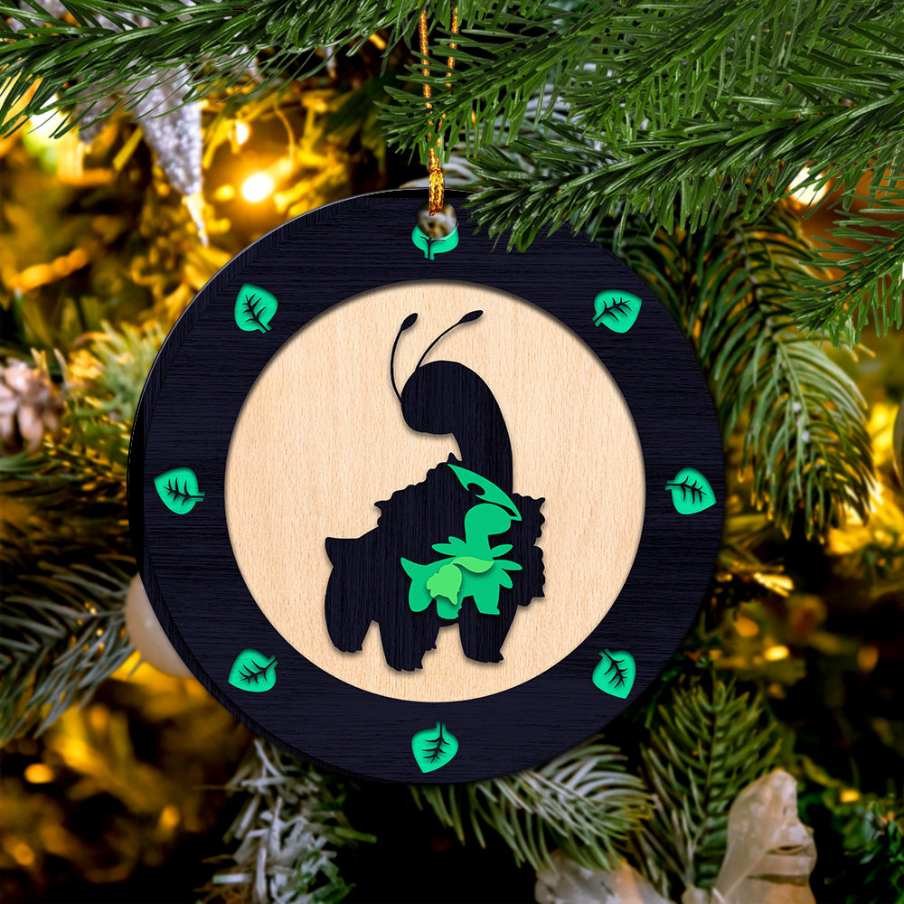 Chikorita Evolution Pokemon Wood Circle Ornament Perfect Gift For Holiday Nearkii