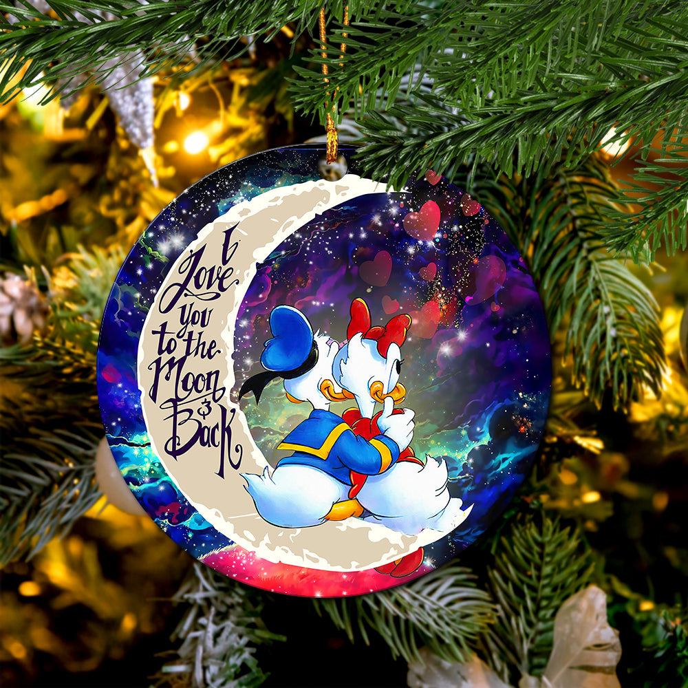 Couple Cute Duck Couple Love You To The Moon Galaxy Mica Circle Ornament Perfect Gift For Holiday Nearkii