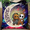 Cute Baby Groot And Jack Nightmare Before Christmas Love You To The Moon Galaxy Quilt Blanket Nearkii