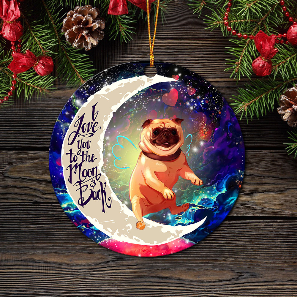 Cute Bull Dog Love You To The Moon Galaxy Mica Circle Ornament Perfect Gift For Holiday Nearkii