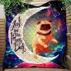 Cute Bull Dog Love You To The Moon Galaxy Quilt Blanket Nearkii