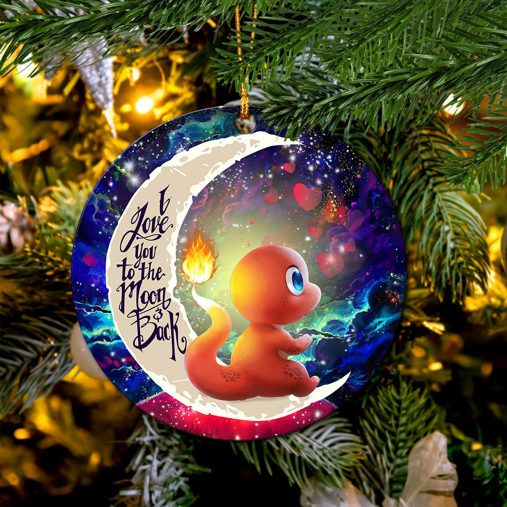 Cute Charmander Pokemon Love You To The Moon Galaxy Mica Circle Ornament Perfect Gift For Holiday Nearkii