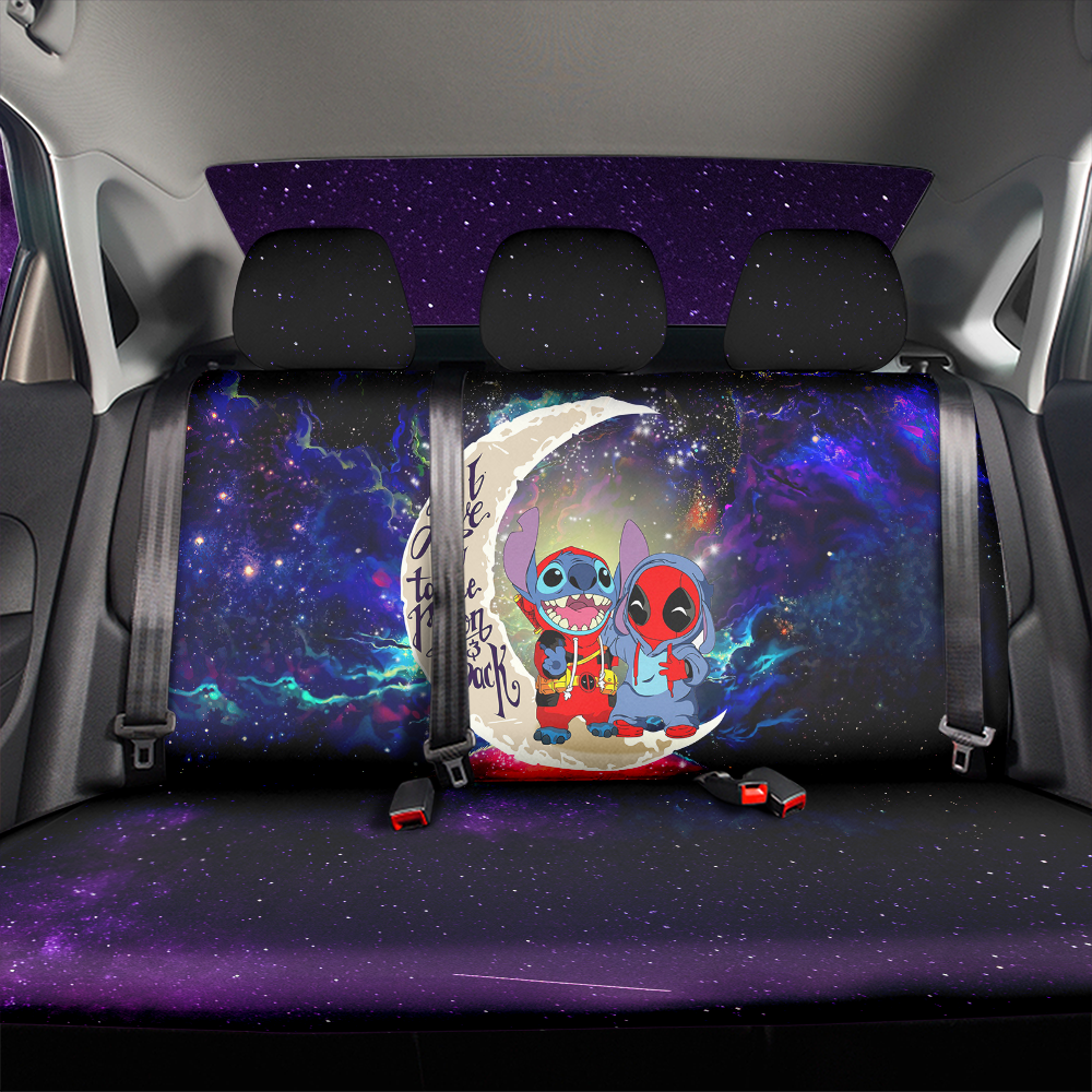 Cute Deadpool And Stitch Love You To The Moon Galaxy Car Back Seat Covers Decor Protectors Nearkii