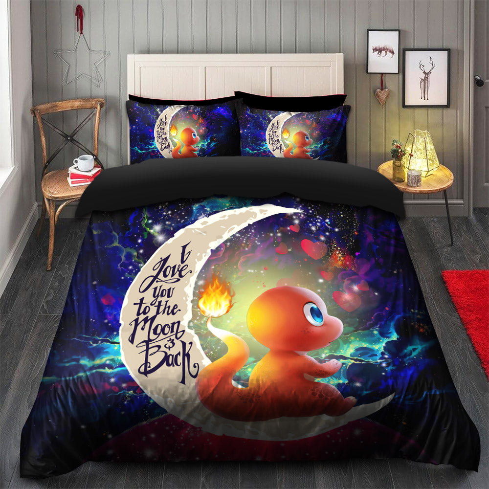 Cute Charmander Pokemon Love You To The Moon Galaxy Bedding Set Duvet Cover And 2 Pillowcases Nearkii