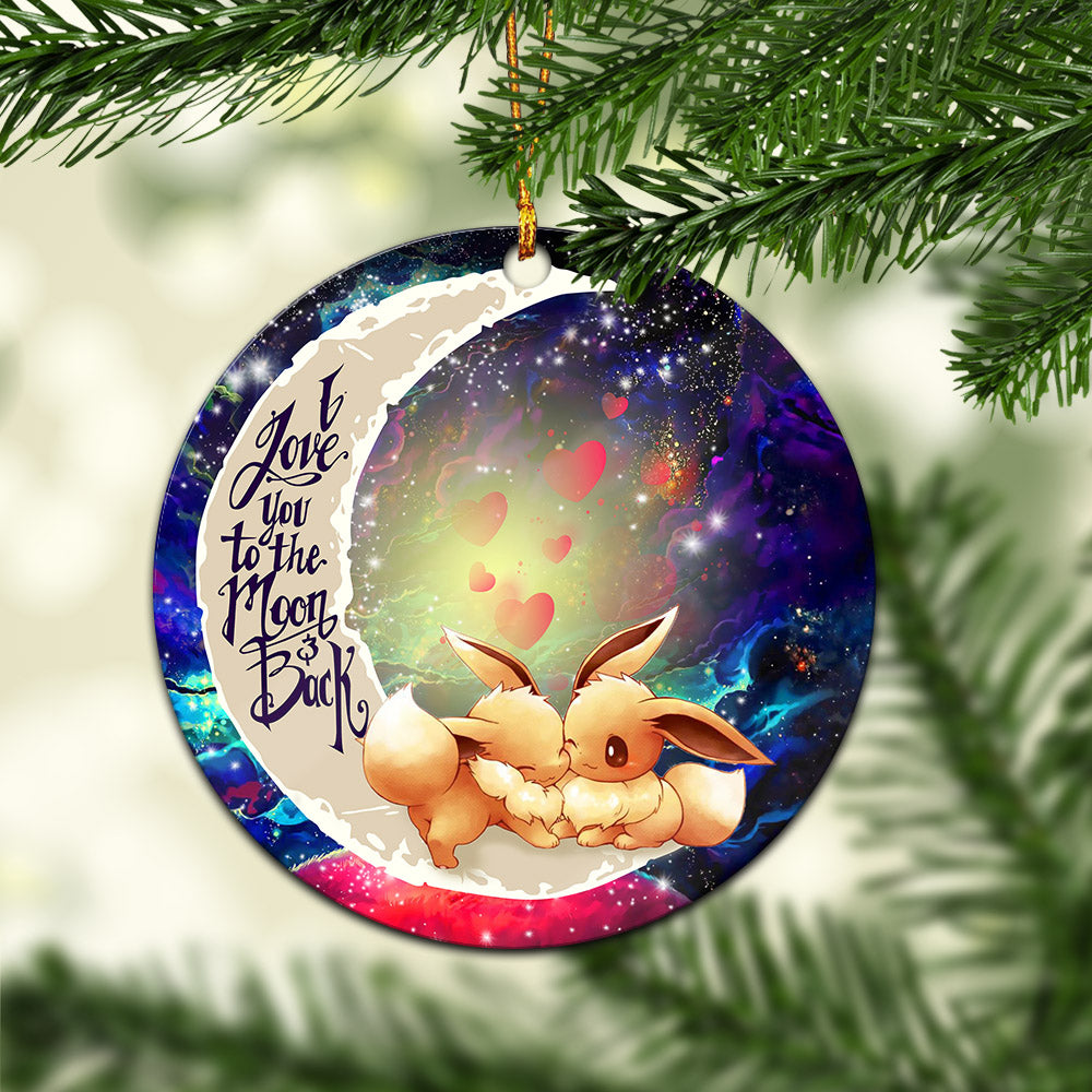 Cute Eevee Pokemon Couple Love You To The Moon Galaxy Mica Circle Ornament Perfect Gift For Holiday Nearkii