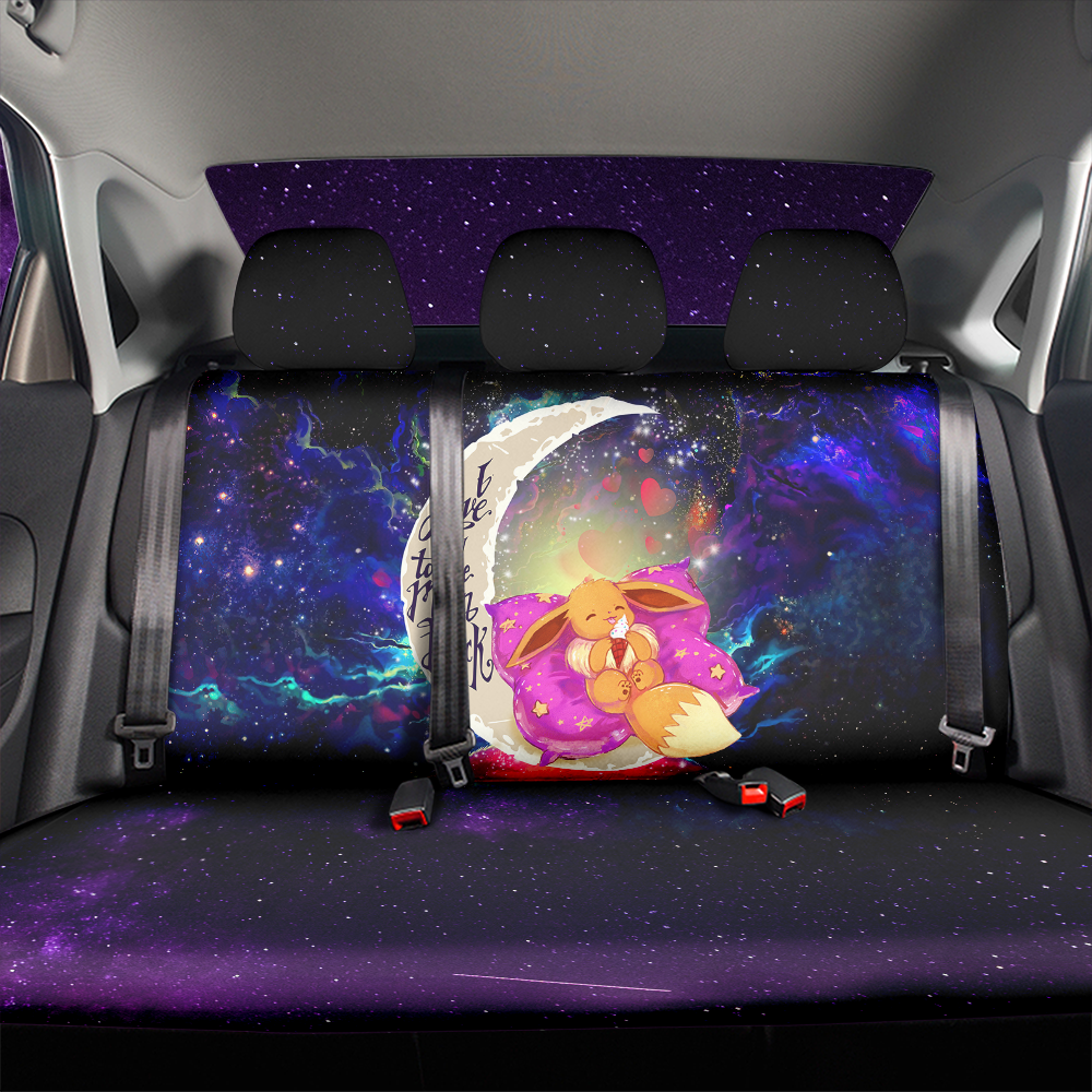 Cute Eevee Pokemon Sleep Night Love You To The Moon Galaxy Car Back Seat Covers Decor Protectors Nearkii