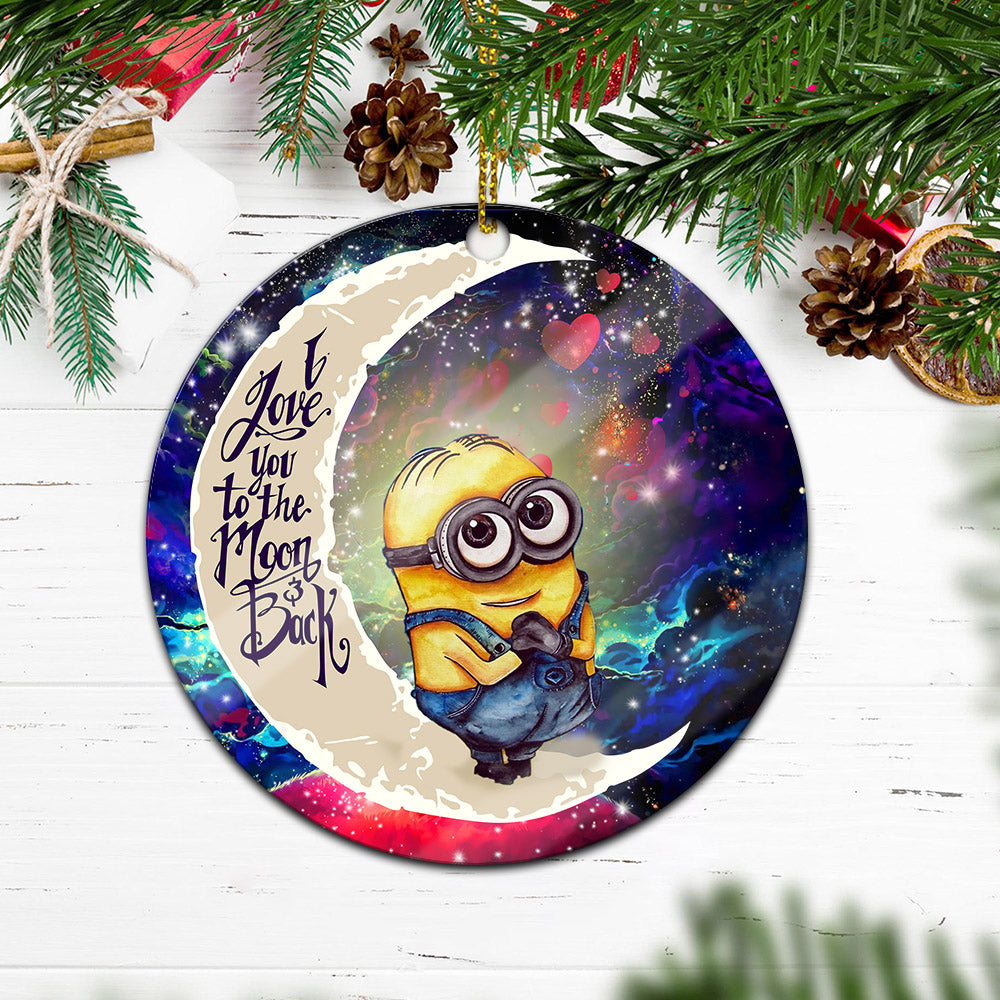 Cute Minions Despicable Me Love You To The Moon Galaxy Mica Circle Ornament Perfect Gift For Holiday Nearkii