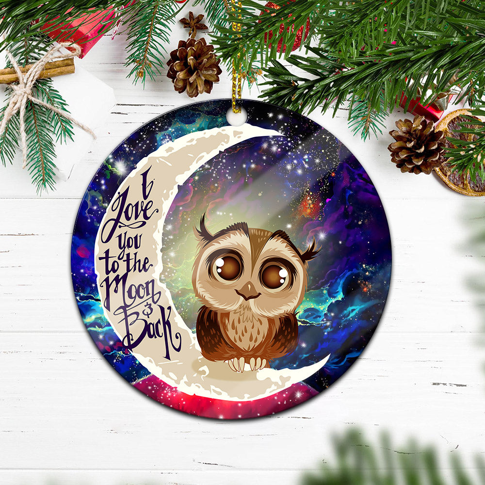 Cute Owl Love You To The Moon Galaxy Mica Circle Ornament Perfect Gift For Holiday Nearkii