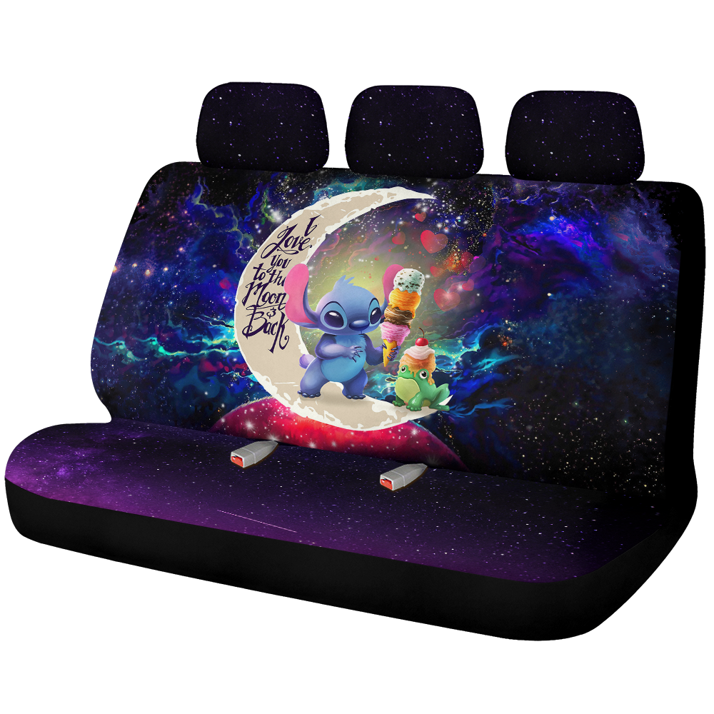 Cute Stitch Frog Icecream Love You To The Moon Galaxy Car Back Seat Covers Decor Protectors Nearkii
