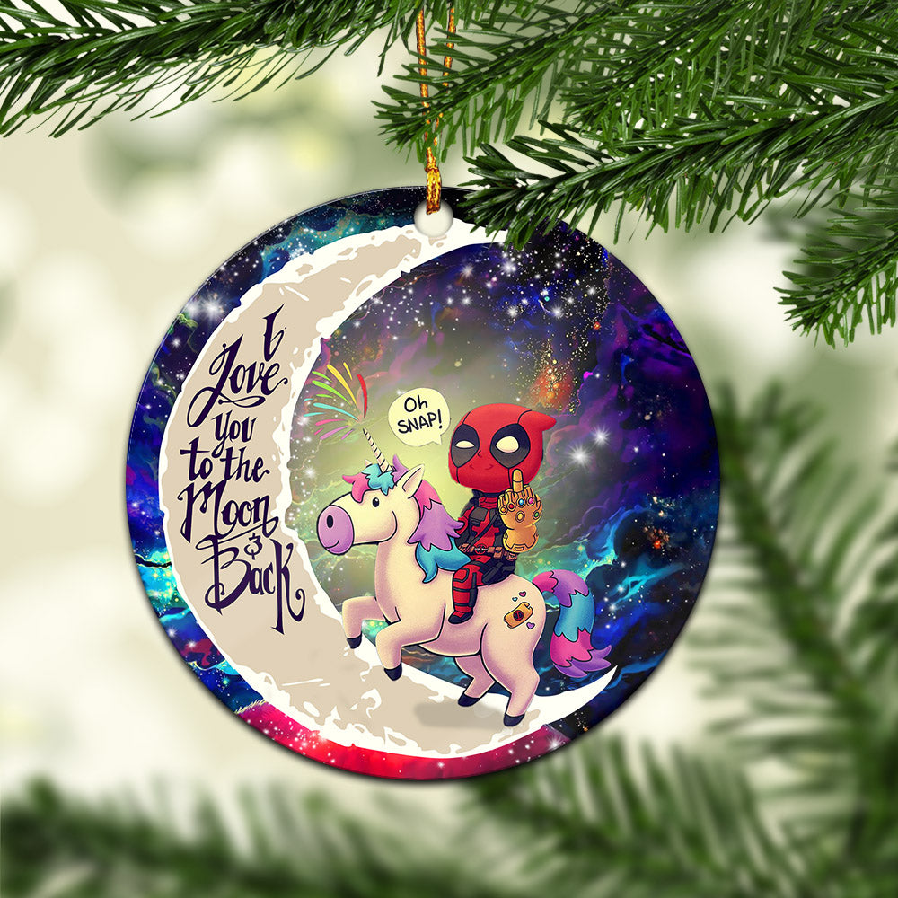 Deadpool Unicorn Love You To The Moon Galaxy Mica Circle Ornament Perfect Gift For Holiday Nearkii