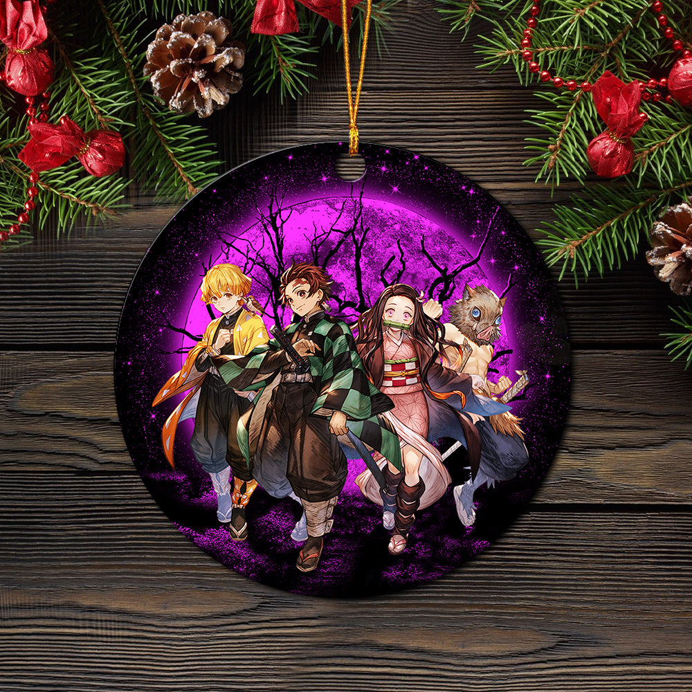 Demon Slayer Team Pink Moonlight Mica Circle Ornament Perfect Gift For Holiday Nearkii