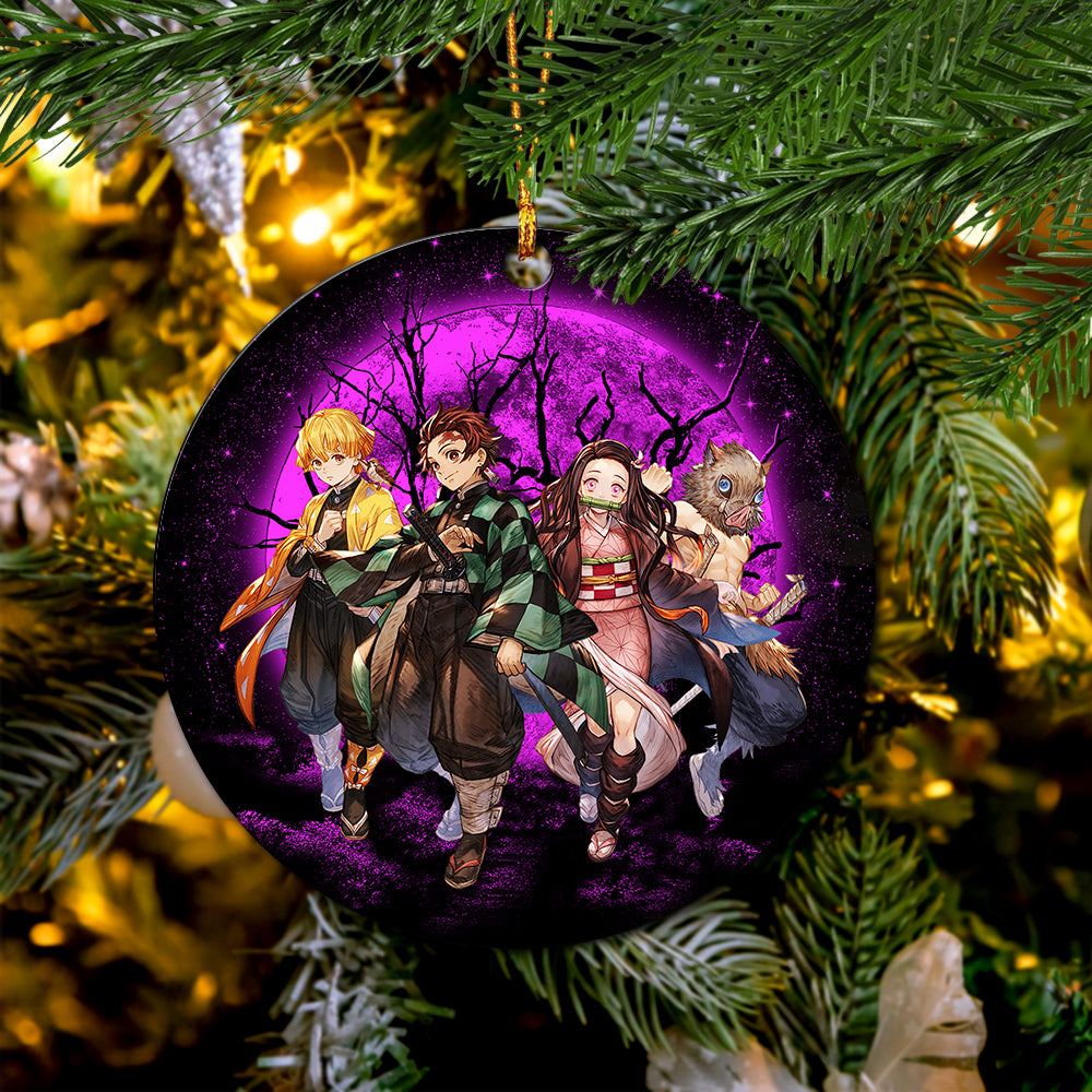 Demon Slayer Team Pink Moonlight Mica Circle Ornament Perfect Gift For Holiday Nearkii