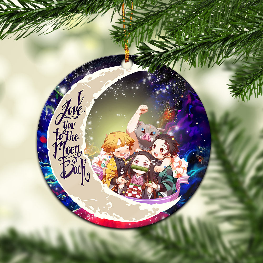 Demond Slayer Team Love You To The Moon Galaxy Mica Circle Ornament Perfect Gift For Holiday Nearkii
